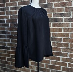 J.Crew Black Bell Sleeve Blouse Women’s Size 10 Flowy Dressy Top